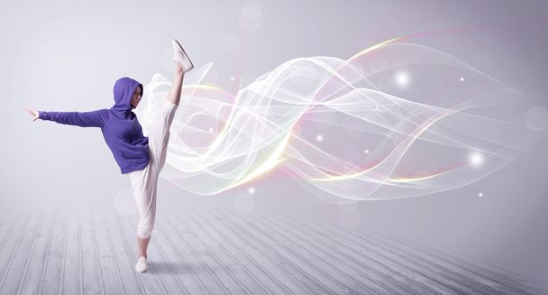Urban breakdancer dancing with white lines - Foto, imagen