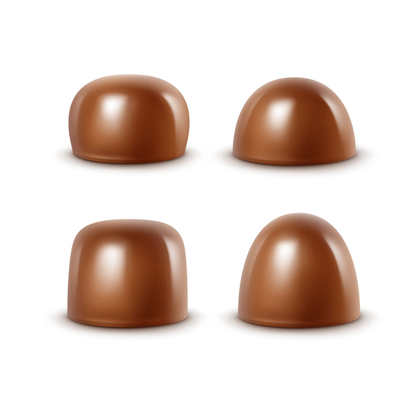 Realistické černý tmavě bílé hořkomléčné čokolády bonbóny různých tvarů - Vektor, obrázek
