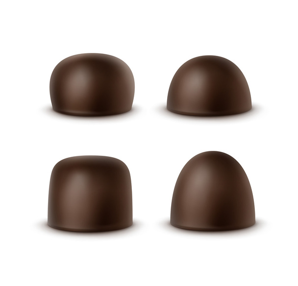 Cukierki realistyczne czarny ciemny gorzki białe mleko czekoladowe różnych kształtów - Wektor, obraz
