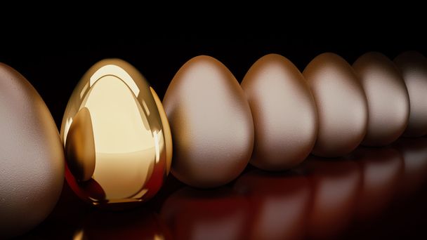 χρυσά αυγά. 3D rendering - Φωτογραφία, εικόνα