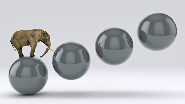 elefante y pelota. Renderizado 3D
 - Foto, imagen