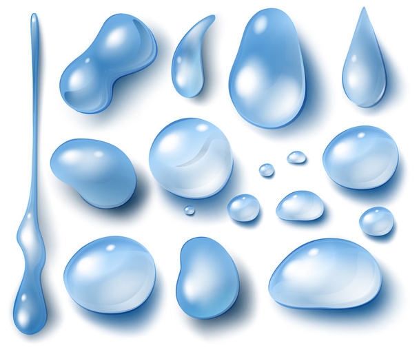 Conjunto de gotas de agua en blanco
 - Vector, imagen
