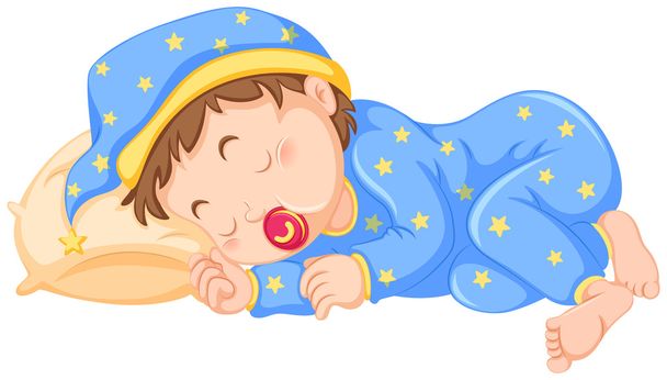 Baby boy sleeping with pacifier on - Vector, Image