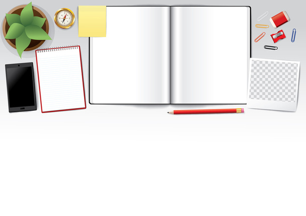 Blank opened book. Blank book with pencil. use for graphic, creative, business, education, vector illustration. - ベクター画像