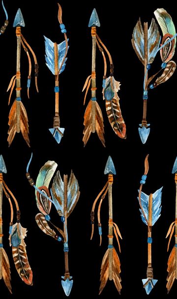 Watercolor tribal arrows seamless pattern.  - Photo, Image