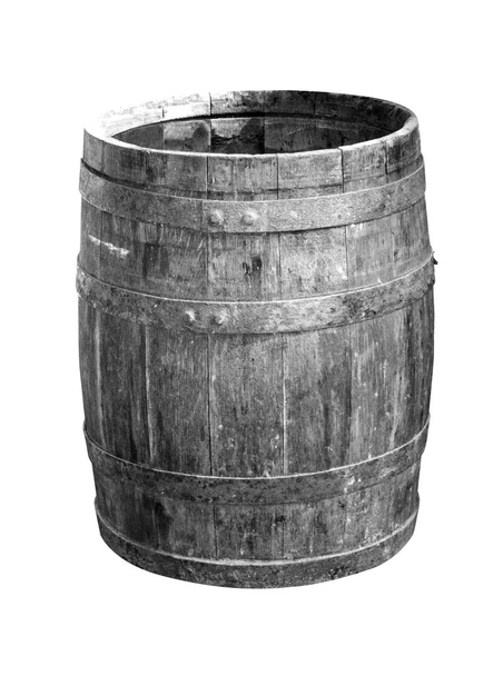 barril de madera aislado sobre fondo blanco - Foto, imagen