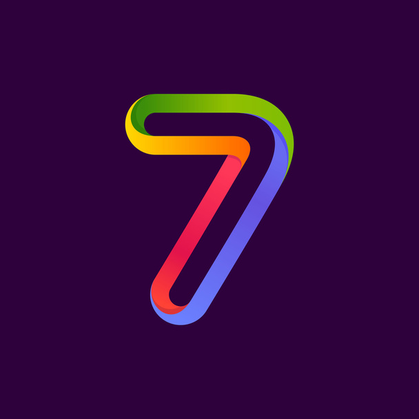 Numero sette logo formato da linea colorata al neon
.  - Vettoriali, immagini