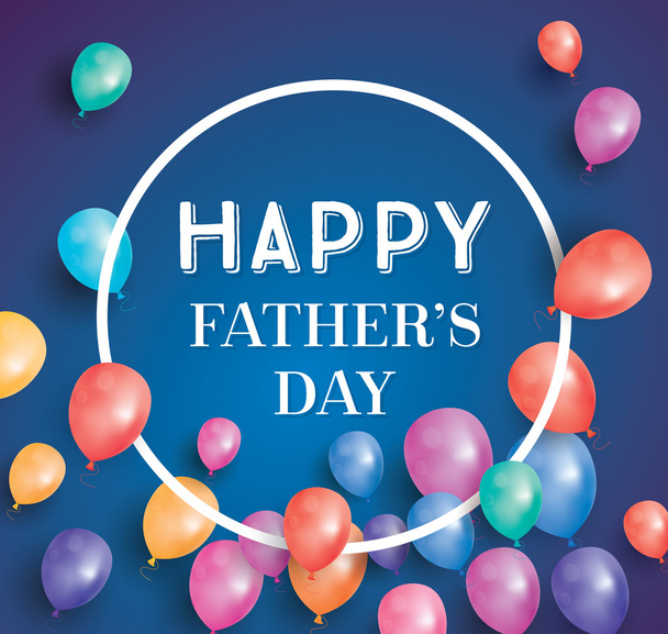 Happy fathers day card with flying balloons and white frame.  - Wektor, obraz