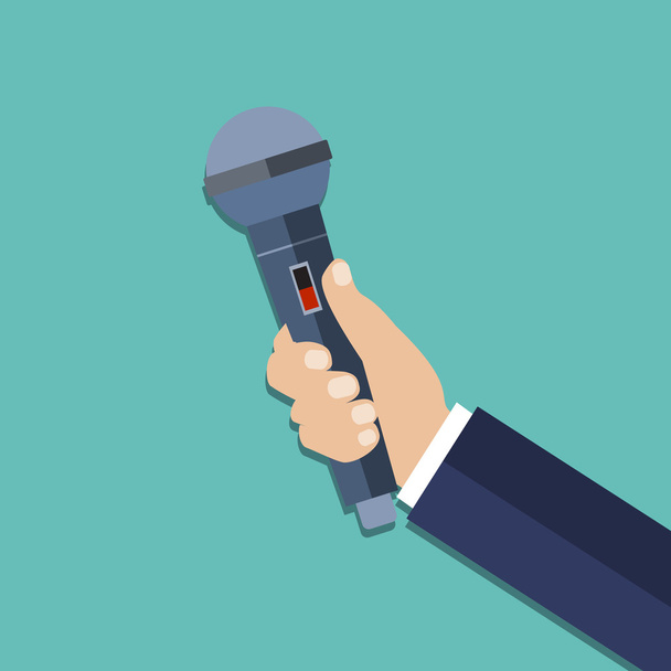 hand holding a microphone. - Vector, Image