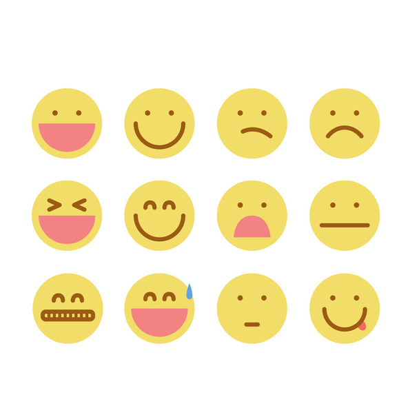 Conjunto de emoticonos Smiley planos
 - Vector, Imagen