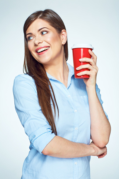 Woman holding  coffee cup. - Foto, Bild