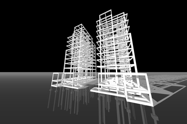 hoog gebouw structuur abstract, illustratie, architectuur tekenen - Foto, afbeelding