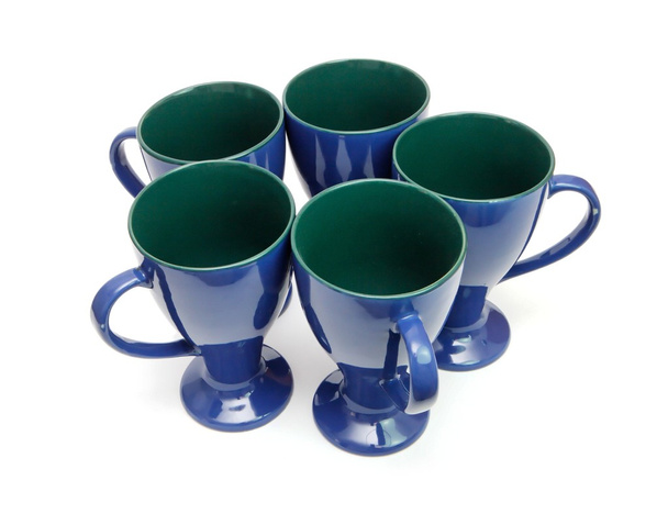 Círculo de tazas de café altas azules
 - Foto, Imagen