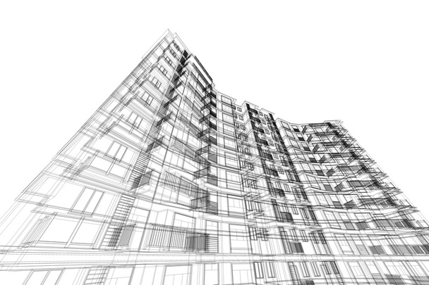 magas épület szerkezete absztrakt, illusztráció, építészeti rajz - Fotó, kép