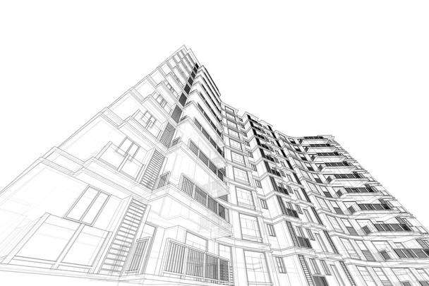 estrutura de edifício alto abstrato, ilustração, desenho de arquitetura
 - Foto, Imagem
