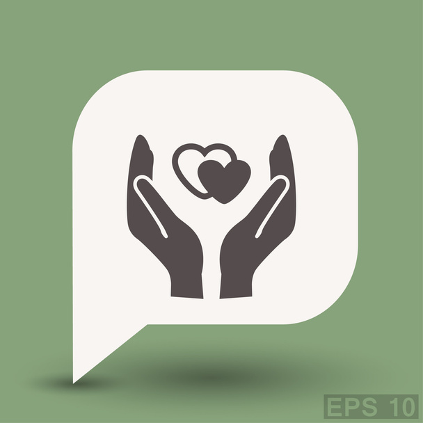 Pictograph of heart in hand concept icon - Vektor, obrázek