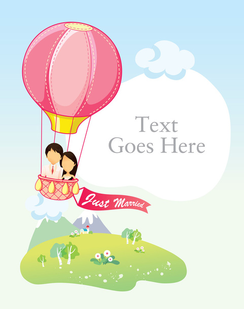just married hot air balloon - Vector, Image