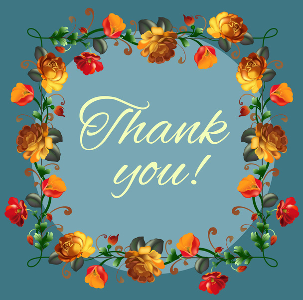 Thank you card with beautiful vintage flowers - Vektor, kép