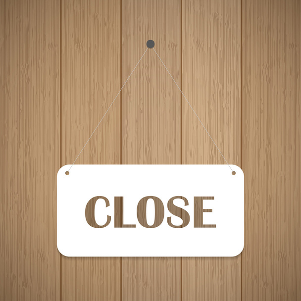 Cerrar letrero colgado en la pared de madera. Ilustración vectorial
 - Vector, Imagen