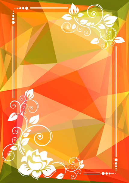 orange green floral border - Vector, afbeelding
