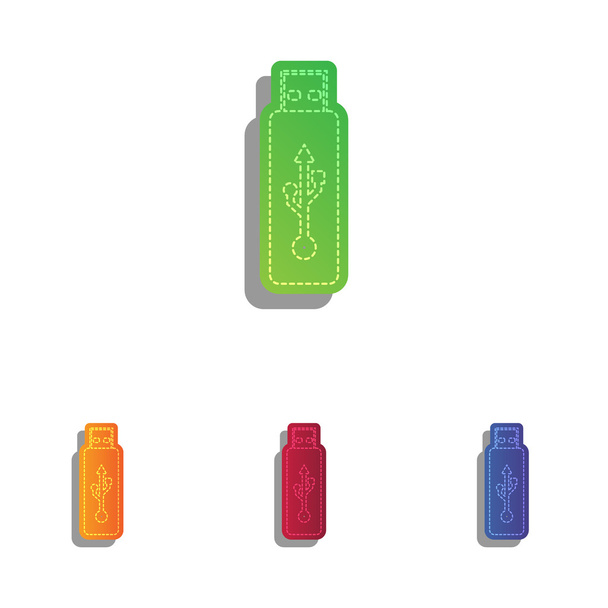 Vektor USB-Stick Zeichen. farbenfrohe Applikationen Icons Set. - Vektor, Bild