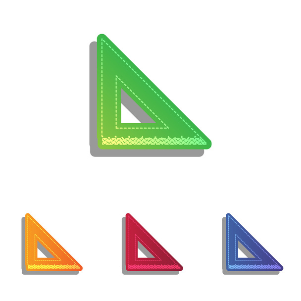 Ruler sign illustration. Colorfull applique icons set. - Vector, Imagen