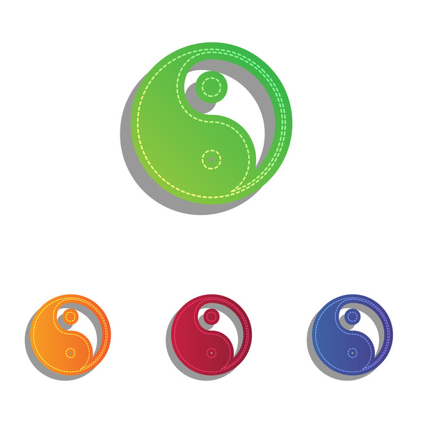 Ying yang symbol of harmony and balance. Colorfull applique icons set. - Вектор, зображення