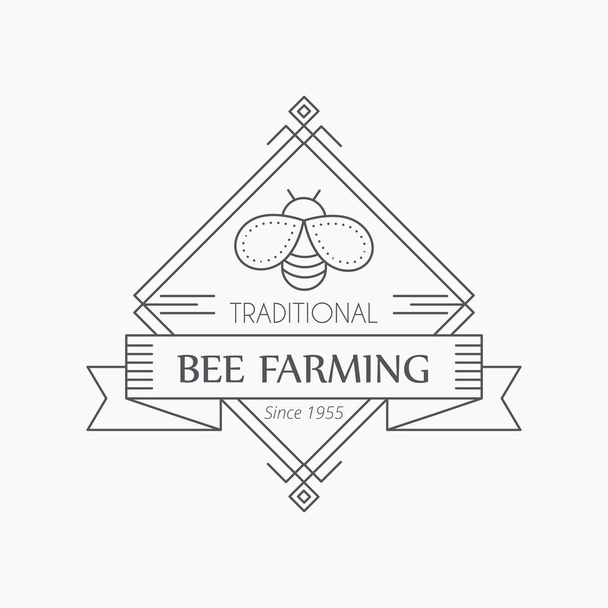 Vector honey label - traditional bee farming - ベクター画像