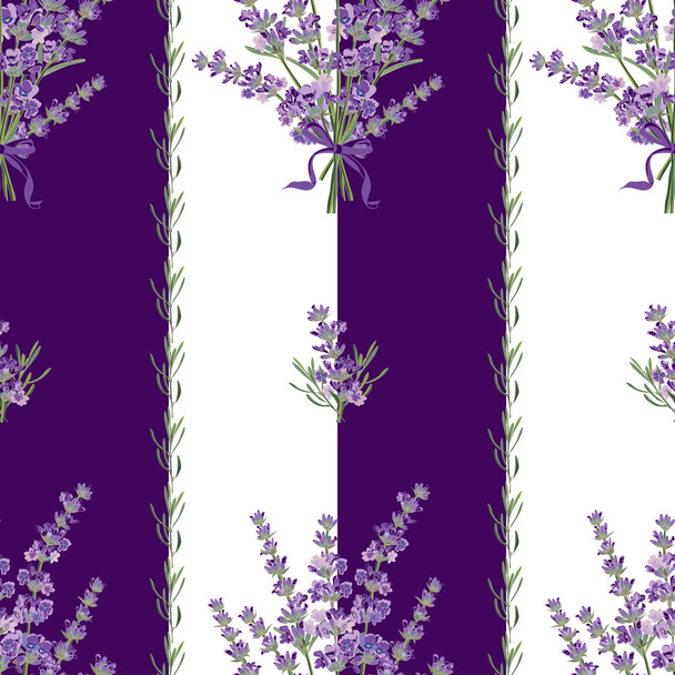 Seamless Lavender flowers background. Botanical illustration. - Vector, Imagen