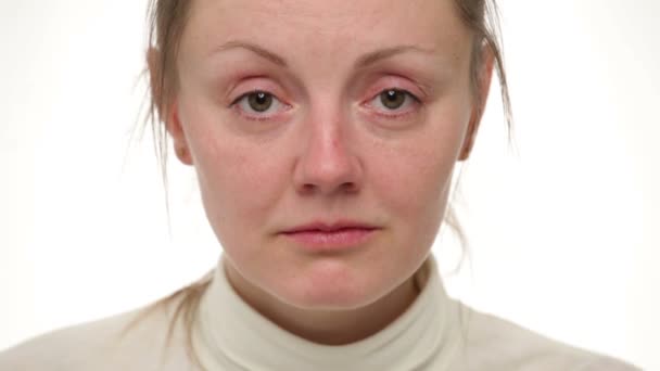 Közelről womans Szomorú arc - Felvétel, videó