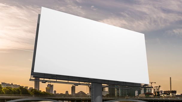 3D иллюстрация пустой белый рекламный щит против неба
. - Фото, изображение