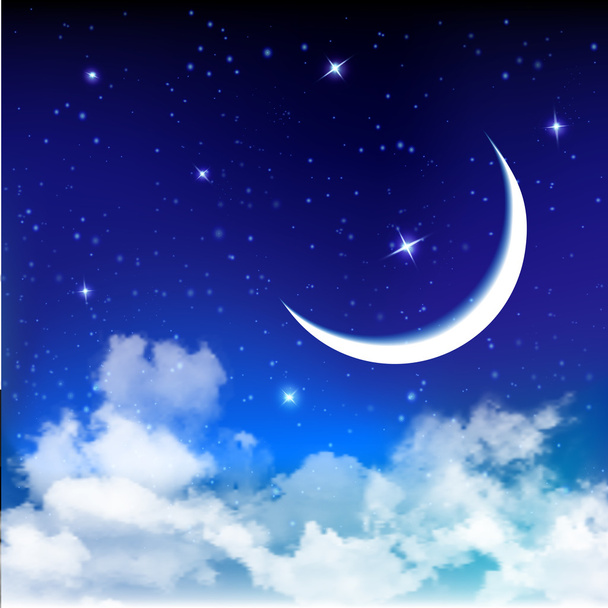 Eid Μουμπάρακ φόντο με το φεγγάρι και αστέρια, Ραμαζάνι Kareem. - Διάνυσμα, εικόνα