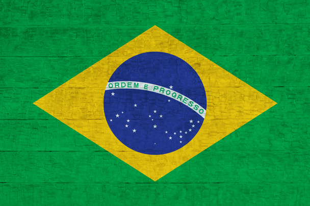 Bandeira do Brasil pintada na parede de cimento, textura de fundo
 - Foto, Imagem