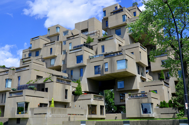 MONTREAL-JUNE 15: A view of Habitat 67 on June 15, 2013 in Montreal, Quebec, CA. Habitat 67 is considered a landmark and one of the most recognizable and significant buildings in Montreal and Canada - Photo, Image