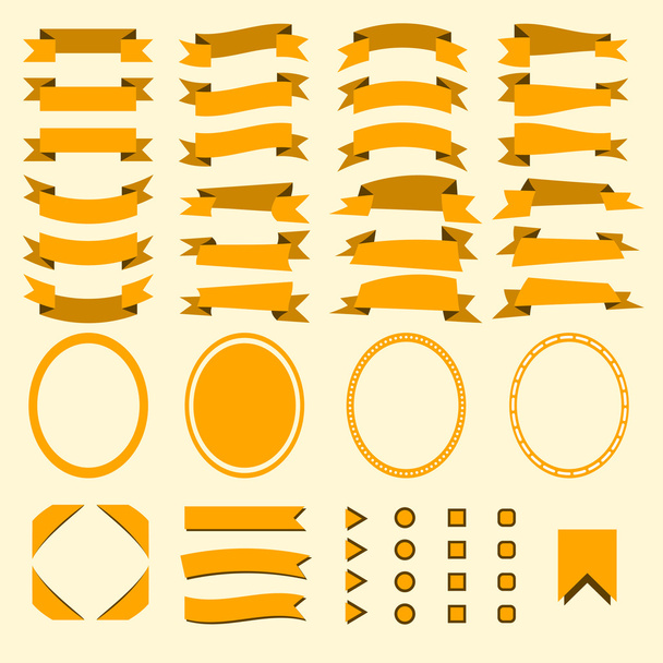 Orange ribbons and web elements vector set - Vector, Image