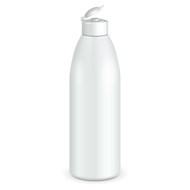 Cosmetic, Hygiene, Medical Grayscale White Plastic Bottle Of Gel, Liquid Soap, Lotion, Cream, Shampoo. Ready For Your Design. Illustration Isolated On White Background. Vector EPS10 - Вектор,изображение