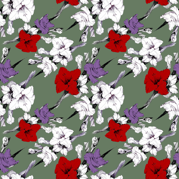 Colorful hibiscus pattern - Zdjęcie, obraz