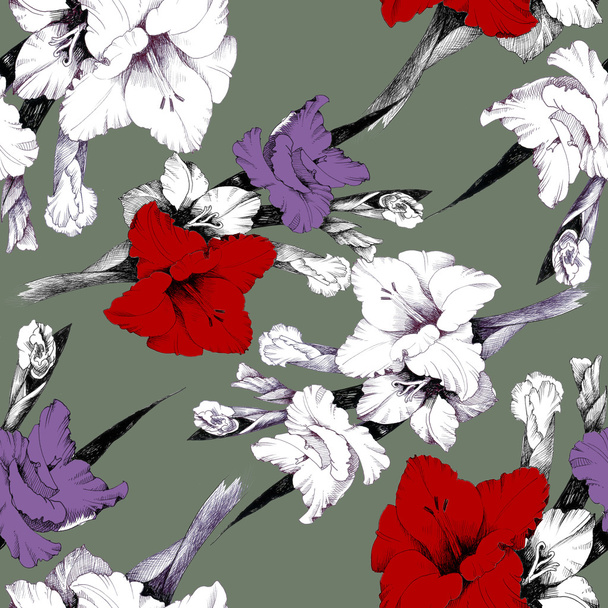 Colorful hibiscus pattern - Valokuva, kuva