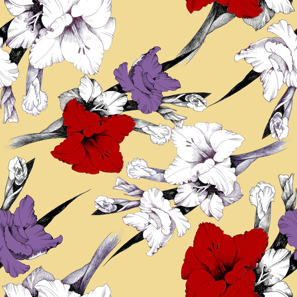 Colorful hibiscus pattern - Фото, зображення