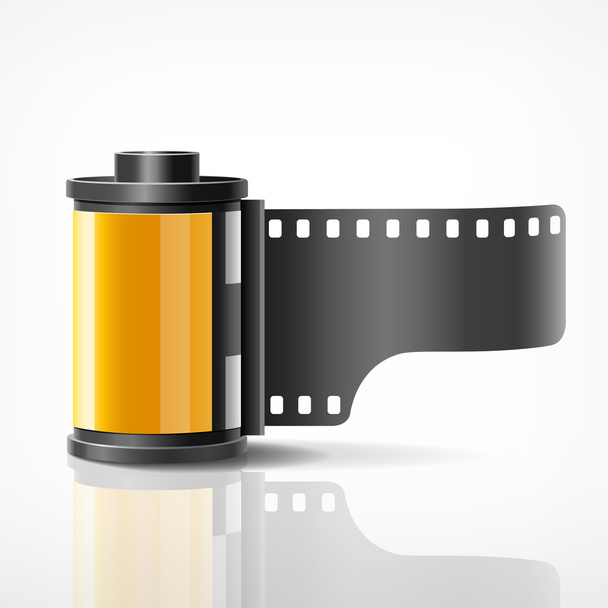 Camera film roll yellow - Vektor, Bild