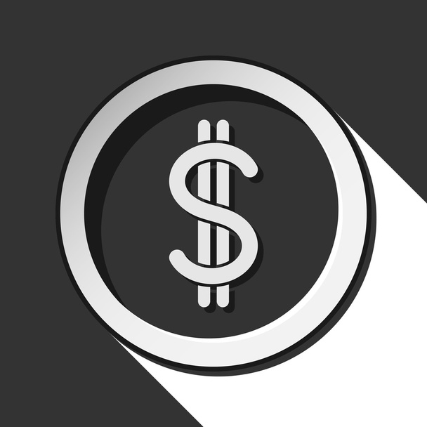 icône - symbole de devise dollar avec ombre
 - Vecteur, image