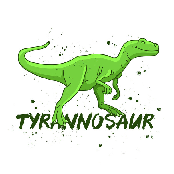 Tyrannosaur. Big green dinosaur. - Vector, Image