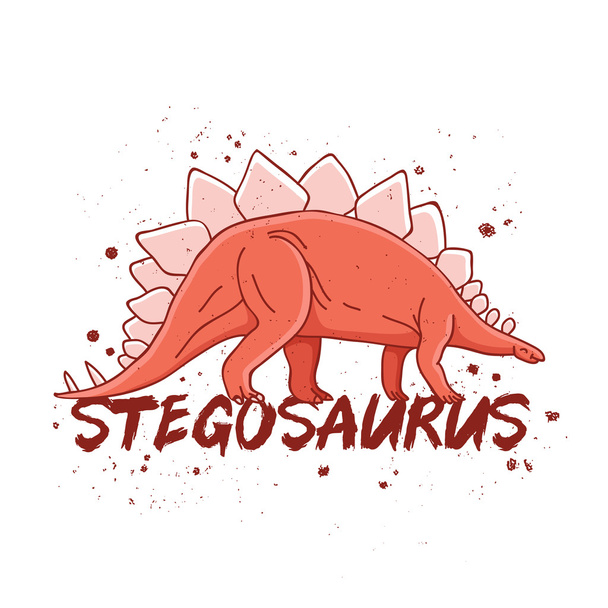 Stegosaurus. Big red dinosaur - Вектор,изображение