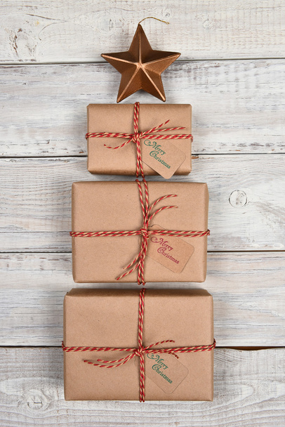 Brown Wrapped Christmas Presents - Foto, imagen