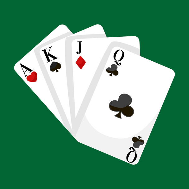 Игра в покер карты Векторная иллюстрация, выиграть иконку казино азартные игры, риск и играть в покер, изолированные карты колоды
 - Вектор,изображение
