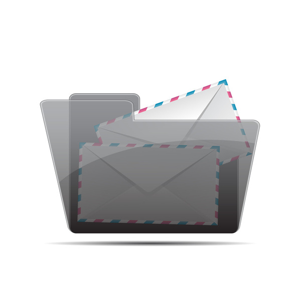 Folder with envelopes - Vetor, Imagem
