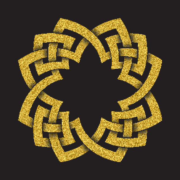 Golden glittering symbol in cruciform frame form - Vector, Image