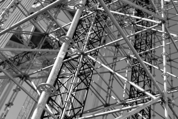 Scaffolding Elements Construction black and white - Foto, afbeelding