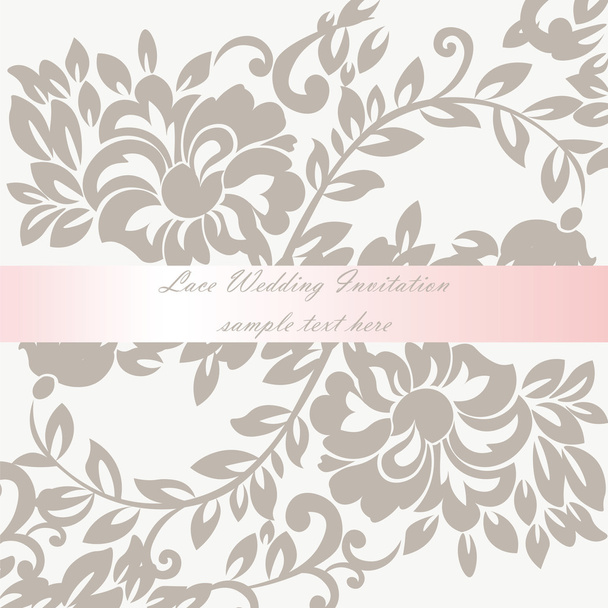 Vector Wedding Invitation card with lace lily flower ornament - Vecteur, image