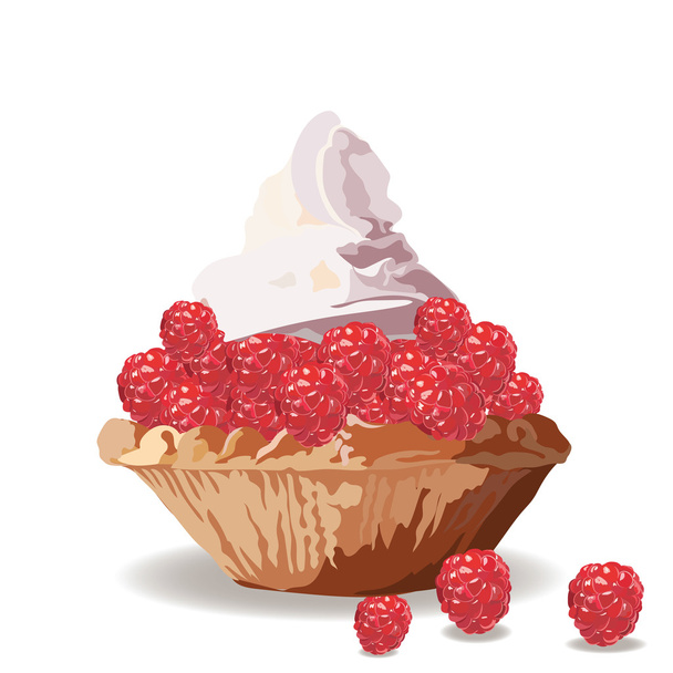 Tart cake with raspberry and cream - Vector, Image
